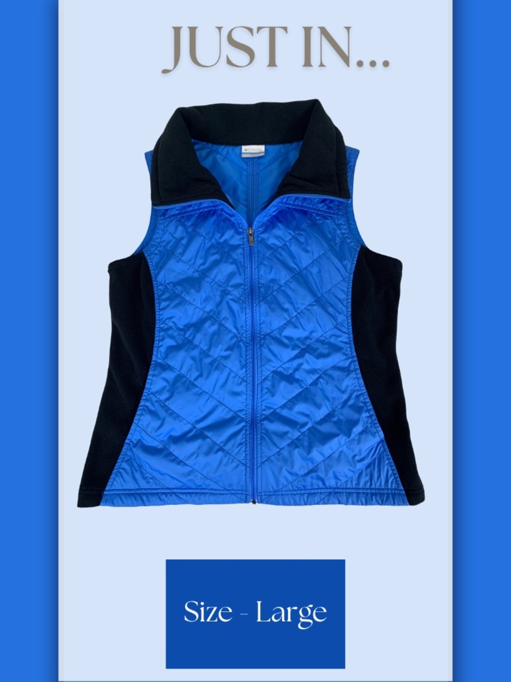 Columbia Mix It Around Vest Women's Quilted Blue & Black L Activewear Athleisure